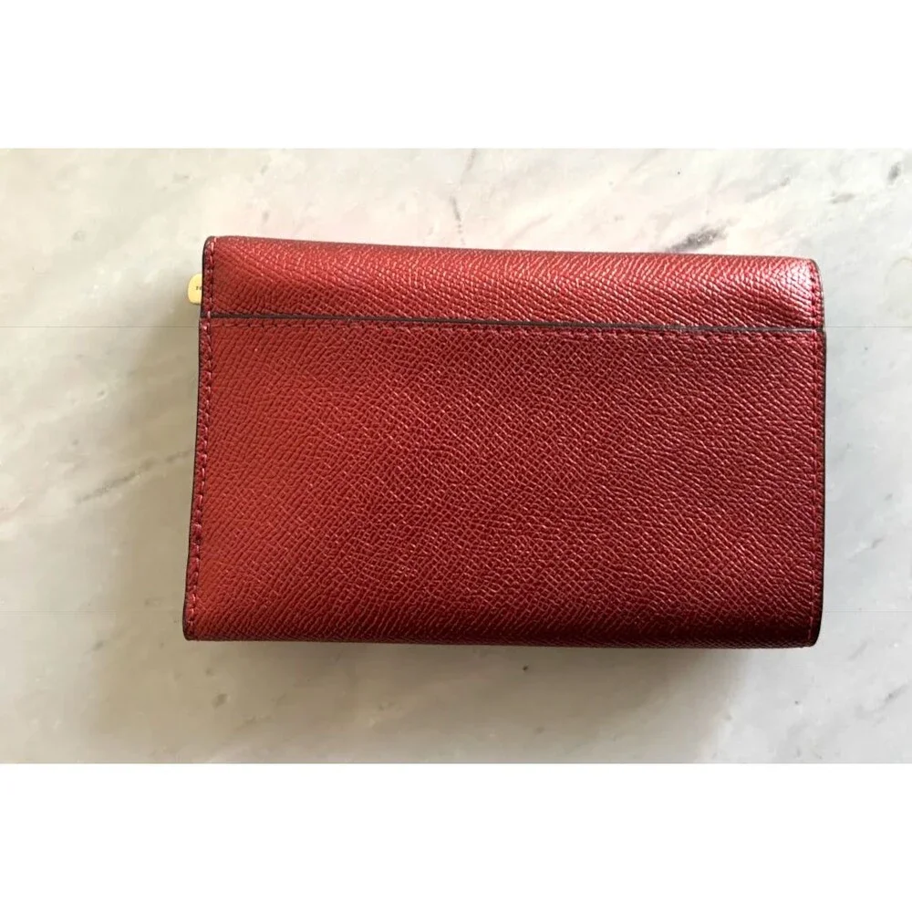 Coach Metallic Currant Crossgrain Leather Medium Envelope Wallet - New - Picture 4 of 6